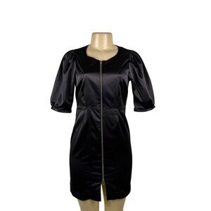 Rodebjer Womens Black Polyester & Elastane Puff Sleeve Zip-Up Mini Dress Size S